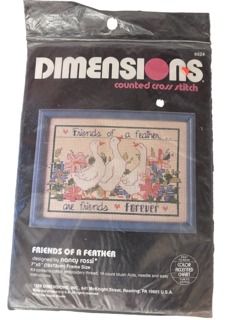 Vintage 80’s Dimensions Counted Cross Stitch 6524 Nancy Rossi Goose Friends
